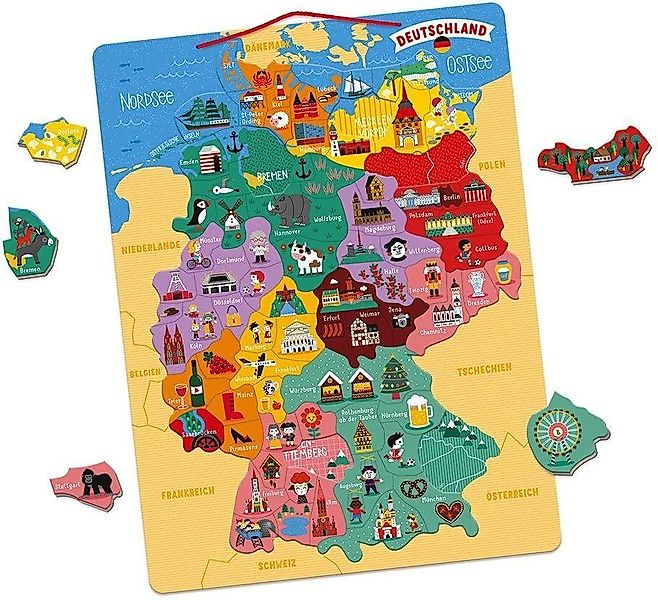 Janod Konturenpuzzle Magnetische Landkarte Deutschland, 79 günstig online kaufen