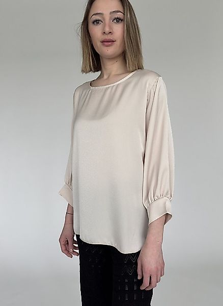 Zuckerwatte Satinbluse SILK TOUCH mit Rundhals Ausschnitt und langem Arm günstig online kaufen
