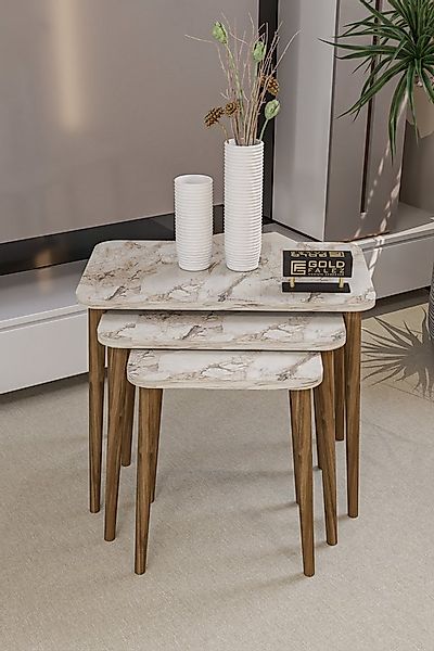 en.casa Couchtisch (3-St), stapelbar, kratzfest, abgerundete Ecken 89322037 günstig online kaufen