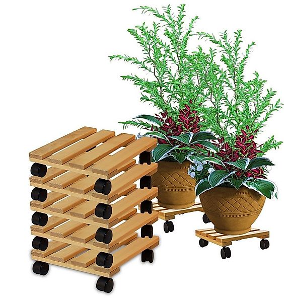 BigDean Blumentopfuntersetzer Pflanzenroller eckig Buchenholz Holz 30cm 120 günstig online kaufen