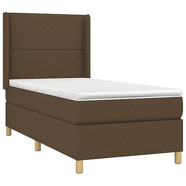 vidaXL Bett Boxspringbett mit Matratze & LED Dunkelbraun 80x200 cm Stoff günstig online kaufen