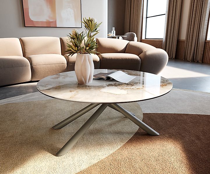 Couchtisch Edge Rund 90x90 cm Keramik Minas Melange Sarity Metall Effektfin günstig online kaufen