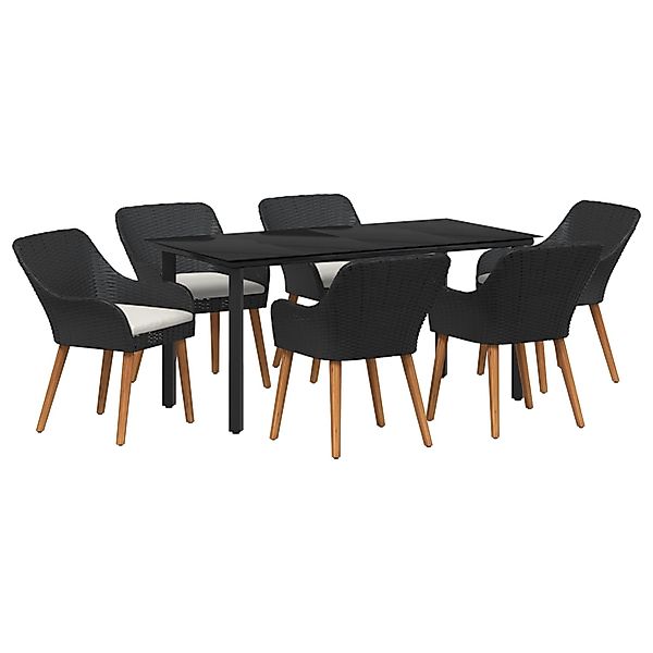 vidaXL 7-Teiliges Garten Esstisch Set Schwarzes Poly Rattan 3261674 günstig online kaufen