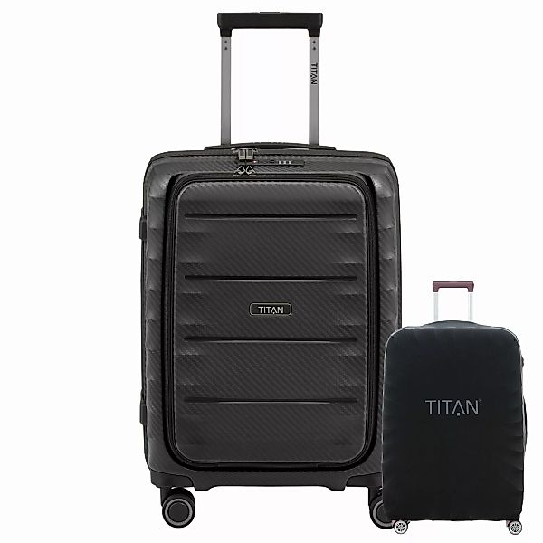 TITAN HIGHLIGHT  Schwarz 55cm Handgepäck Trolley mit Vortasche inkl. Koffer günstig online kaufen
