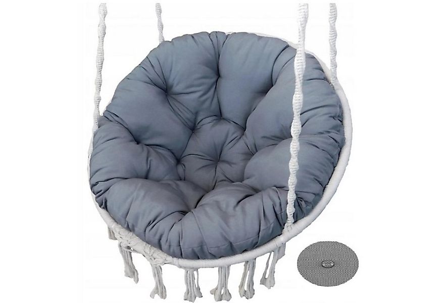 AIO Sitzkissen, Gartenstuhl-Kissen 90 cm, für Hängesessel, Grau-Schwarz günstig online kaufen