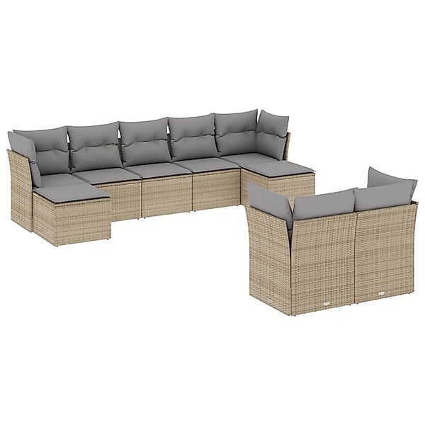 vidaXL 9-tlg Garten-Sofagarnitur mit Kissen Beige Poly Rattan Modell 42 günstig online kaufen