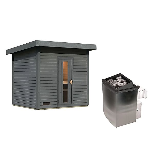 Chillroi Saunahaus 38mm Melo 3 Ofen 9kW Inklusive Steuerung Terragrau günstig online kaufen