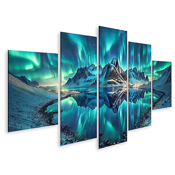 islandburner Leinwandbild Polarlichter über Nachtlandschaft atemberaubend günstig online kaufen