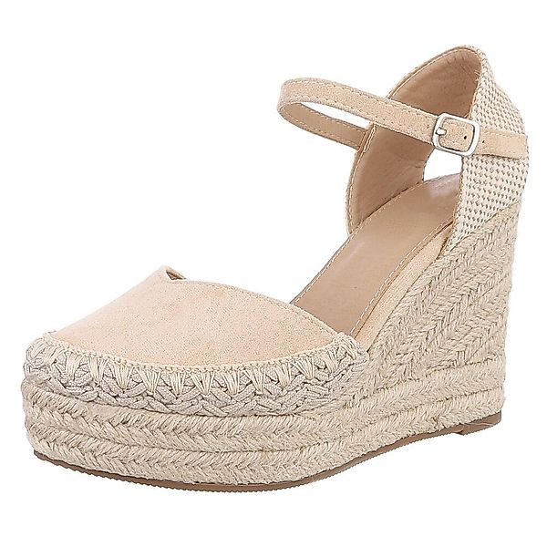 Ital-Design Damen Keilabsatz-Sandalen mit Jute-Detail Plateaupumps günstig online kaufen