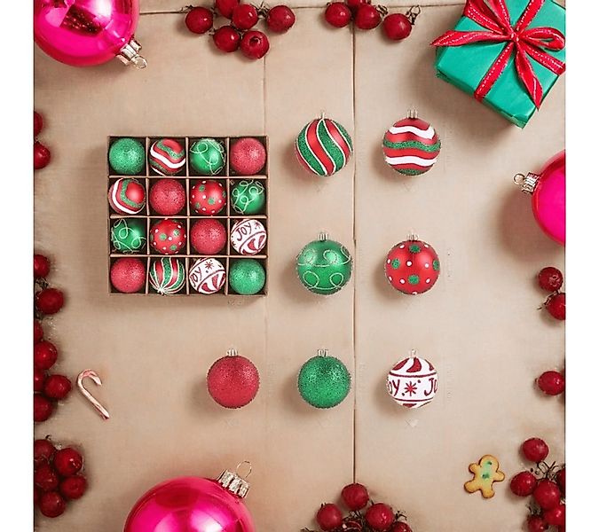 Kityhome Weihnachtsbaumkugel 16-tlg. Christbaumkugel-Set, bunt für festlich günstig online kaufen