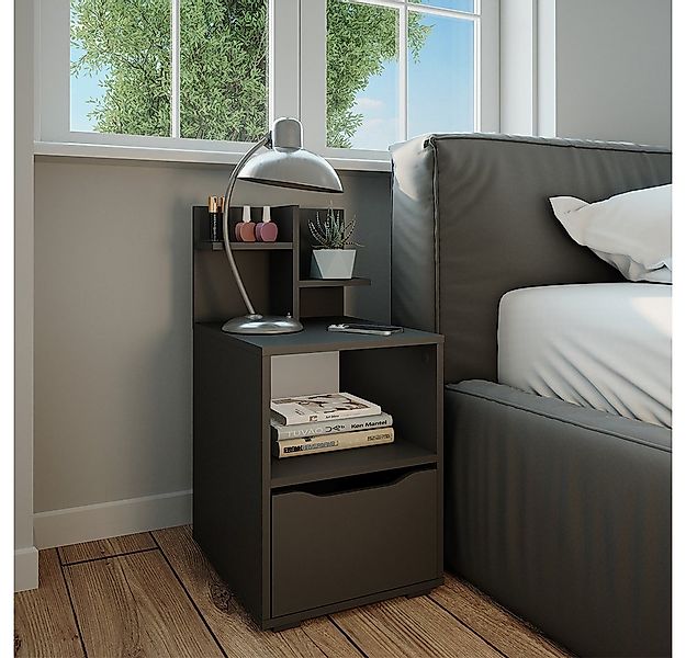 Vicco Nachtschrank Ruben, Anthrazit, 40 x 82.2 cm mit Schublade (1-St) günstig online kaufen