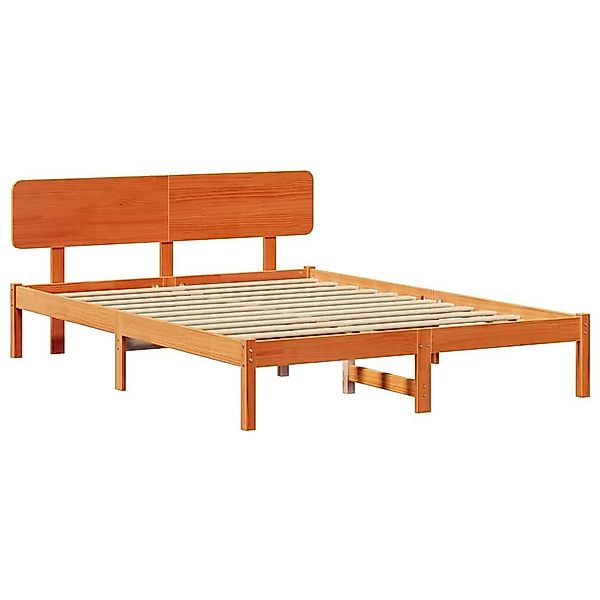 vidaXL Bett Bettgestell mit Kopfteil Wachsbraun günstig online kaufen