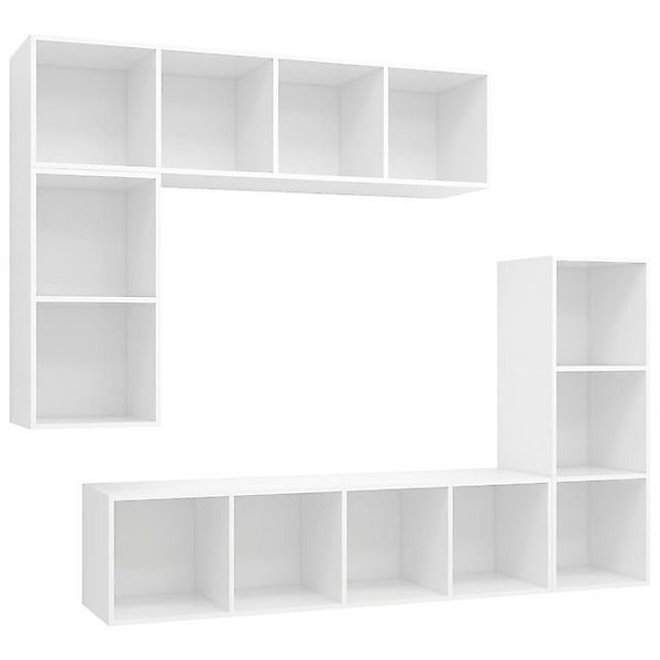 furnicato TV-Schrank 4-tlg. TV-Schrank-Set Weiß Holzwerkstoff (1-St) günstig online kaufen