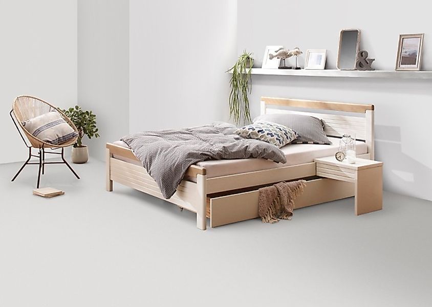 OTTO home Massivholzbett »"CAPRE" im skandinavischem Landhausstil« mit Roll günstig online kaufen