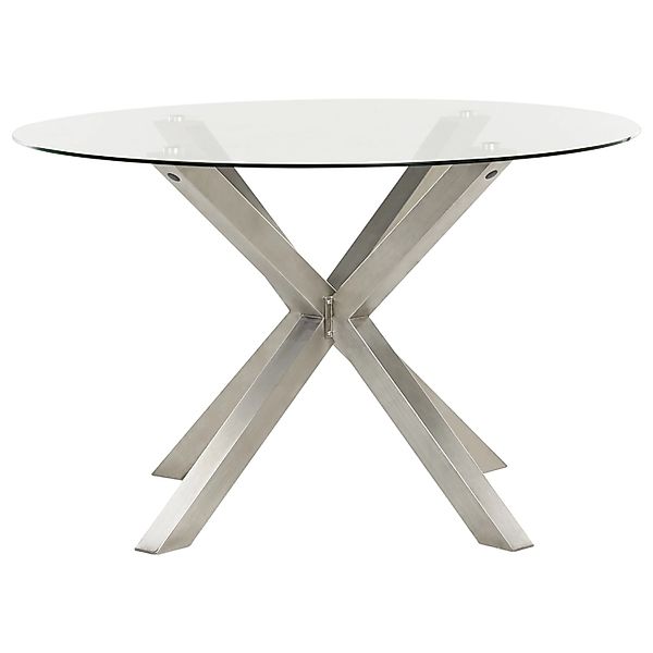 Beliani Runder Tisch MALETTO Silber Transparent 120x120x77 günstig online kaufen