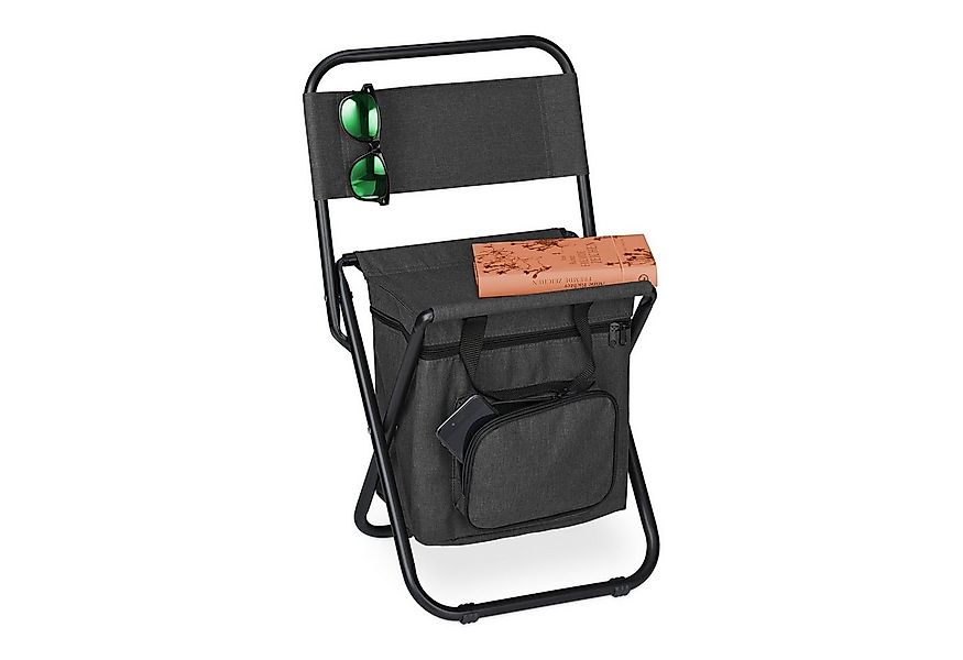 relaxdays Campinghocker Schwarzer Campinghocker mit Lehne günstig online kaufen