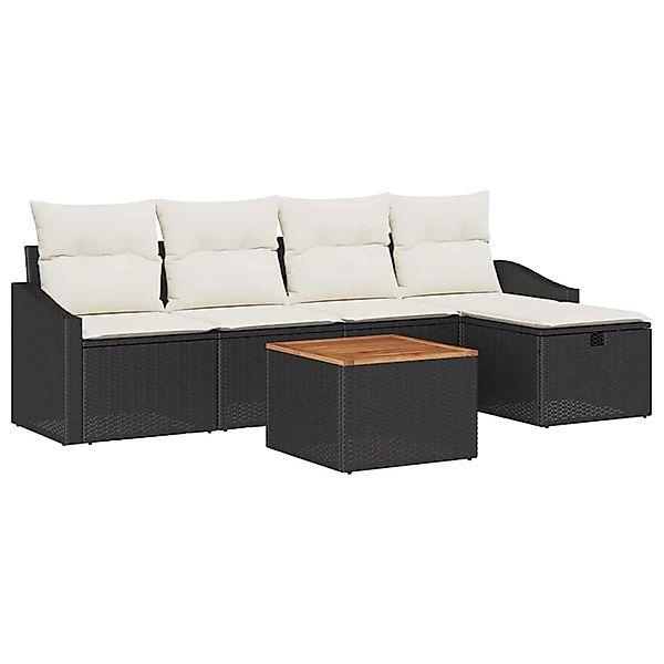 vidaXL Garten-Sofa-Set mit Kissen 6-Tlg Schwarz Poly Rattan 3359558 günstig online kaufen