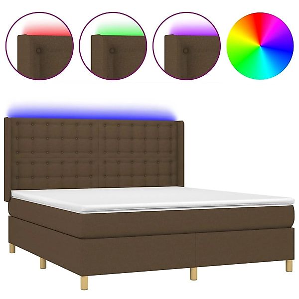 vidaXL Boxspringbett mit Matratze & LED Dunkelbraun 180x200 cm Stoff 313921 günstig online kaufen