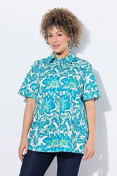 Ulla Popken Hemdbluse Bluse Blüten Hemdkragen Halbarm günstig online kaufen