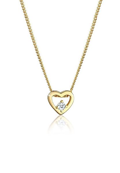 Elli DIAMONDS Kette mit Anhänger Herz Diamant Weiß Brillantschliff (0.03 ct günstig online kaufen