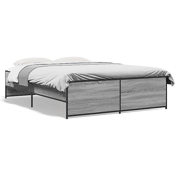 vidaXL Bettgestell Grau Sonoma 135x190 cm Holzwerkstoff und Metall 3279905 günstig online kaufen
