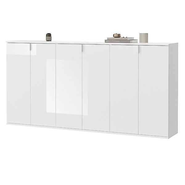 Inn.Furn Sideboard Weiß Hochglanz 183 cm 6-türig SystemX günstig online kaufen