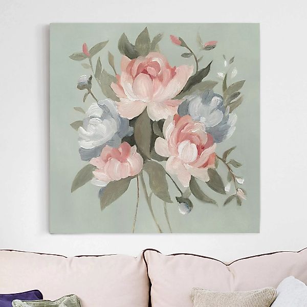 Leinwandbild Blumen - Quadrat Bouquet in Pastell I günstig online kaufen