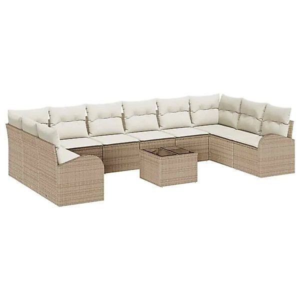 vidaXL Gartensofa-Set mit Kissen 11 Stk Beige und Creme Poly-Rattan 3354900 günstig online kaufen