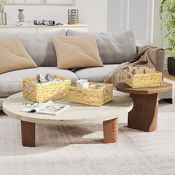 HOMCOM 3er-Set Aufbewahrungskorb, geflochtener Körbe aus Wasserhyazinthe, z günstig online kaufen