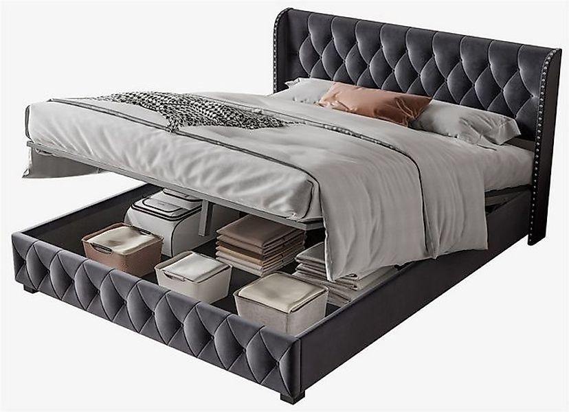 FUROKOY Polsterbett Doppelbett Hydraulisch Stauraumbett mit Bettkasten und günstig online kaufen