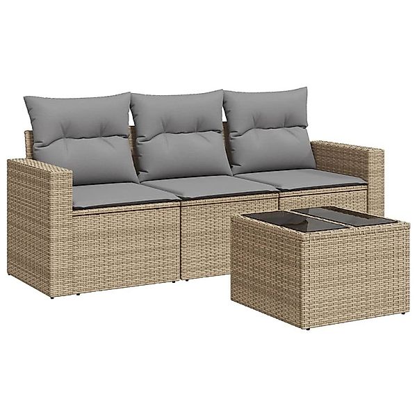 vidaXL Gartenlounge-Set 4-tlg. Garten-Sofagarnitur mit Kissen günstig online kaufen