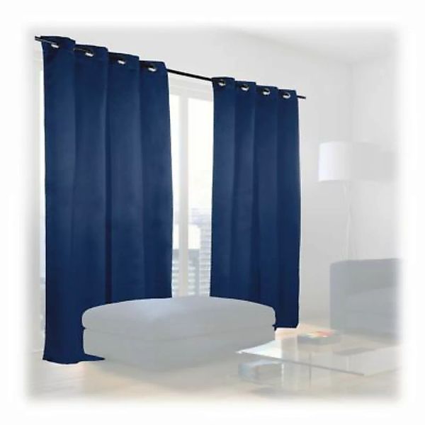 relaxdays 2 x Vorhang blau 245 x 135 cm dunkelblau günstig online kaufen