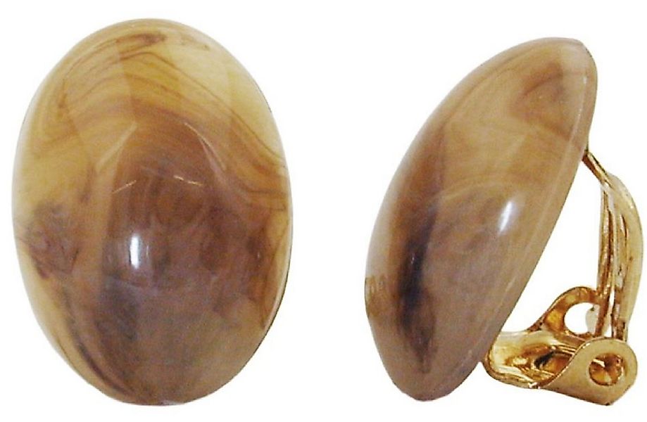 unbespielt Paar Ohrclips Modeschmuck Ohrringe Horn-Braun-marmoriert oval Ku günstig online kaufen