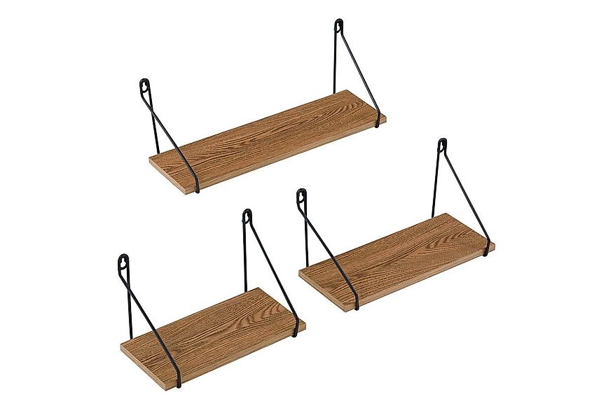 en.casa Wandregal, »Randers« 3tlg. Hängeregal Schweberegal Dunkler Holzton günstig online kaufen