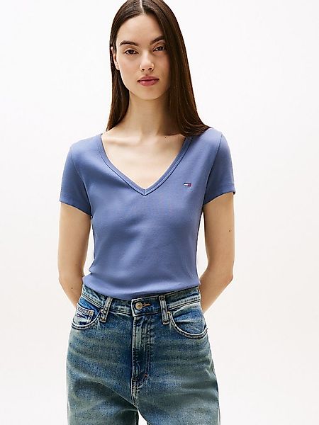 Tommy Jeans Kurzarmshirt TJW SLIM ESSENTIAL RIB V SS mit gerippter Struktur günstig online kaufen