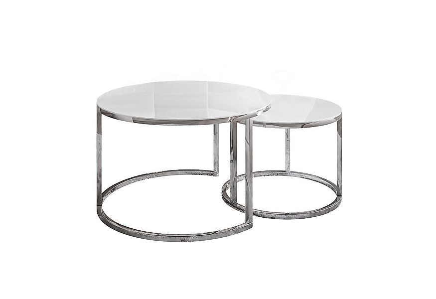 Lookway Couchtisch CIRI 2in1 GLASS mit Chromgestell (2er Set), Durchmesser: günstig online kaufen