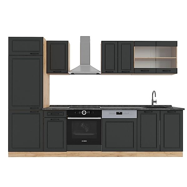 Vicco R-Line Küchenzeile Anthrazit Landhaus/Goldkraft Eiche 300 cm AP Anthr günstig online kaufen