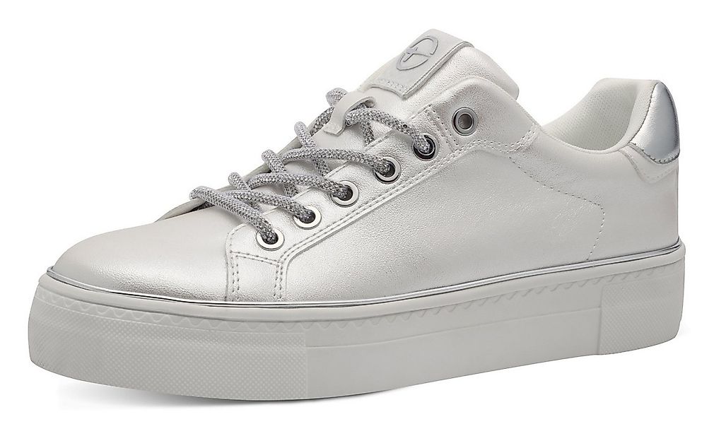 Tamaris Plateausneaker, Freizeitschuh, Halbschuh, Schnürschuh, Kontrastbesa günstig online kaufen