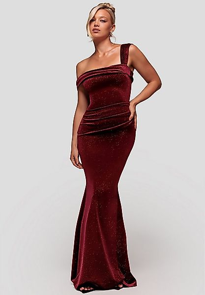 Goddiva Maxikleid Glitter Polka Dot Velvet One Shoulder Maxi Dress Langes K günstig online kaufen