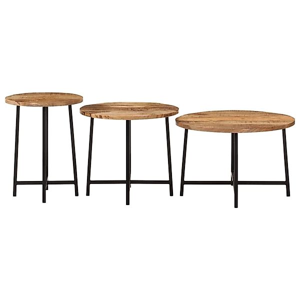 vidaXL Satztische 3 Stk. Massivholz Mango und Eisen Modell 1 günstig online kaufen