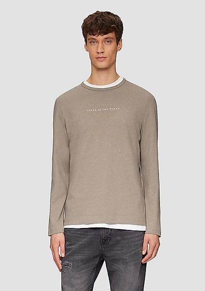 s.Oliver Langarmshirt T-Shirt Meliertes Longsleeve aus Jersey mit Logo-Prin günstig online kaufen