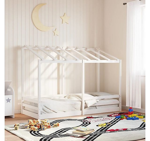 vidaXL Bett, Kinderbett mit Dach Weiß 90x190 cm Massivholz Kiefer günstig online kaufen