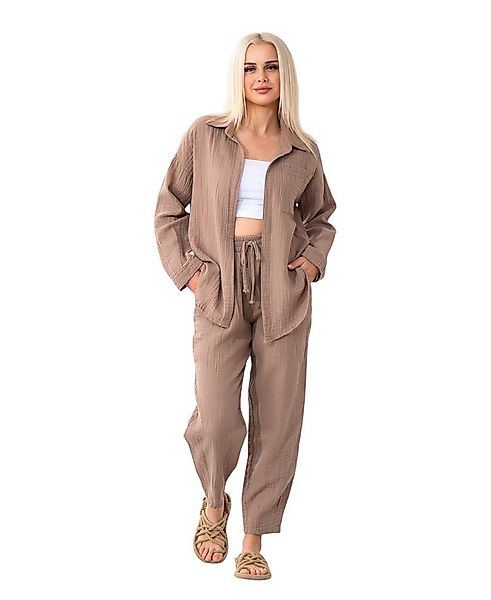 WENOR Hemdbluse Damen Musselin Oversize Bluse Langarm günstig online kaufen