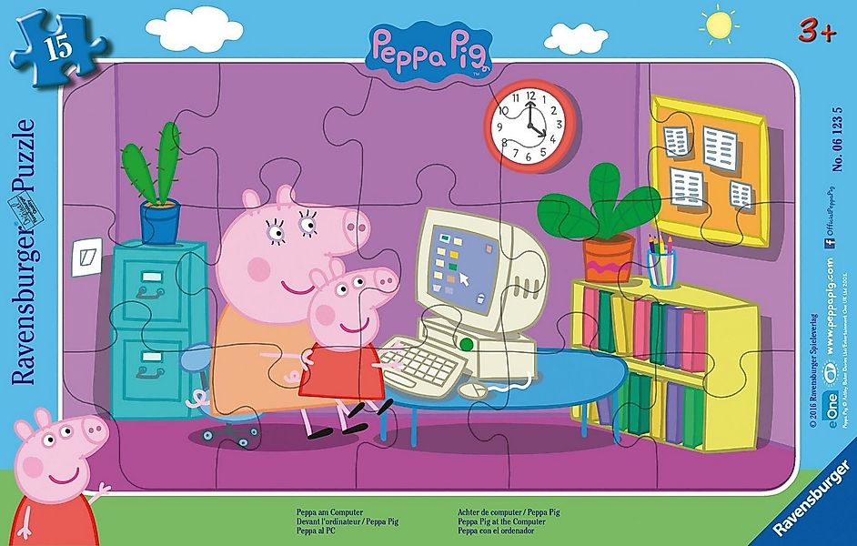 Peppa Pig Puzzle Kinderpuzzle 15 Teile - Peppa Wutz - Peppa am Computer, Pu günstig online kaufen