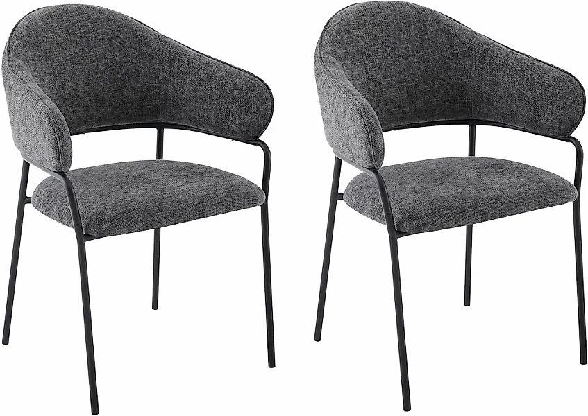 byLIVING Esszimmerstuhl "Curve" (Set) 2 Stk. Webstoff moderner Stoff Stuhl günstig online kaufen