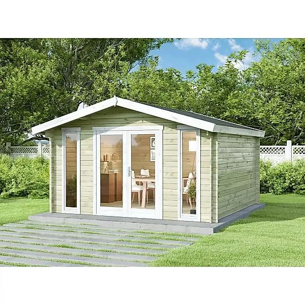 Alpholz Holz-Gartenhaus Mirko Modern Unbehandelt 380 cm x 272 cm günstig online kaufen