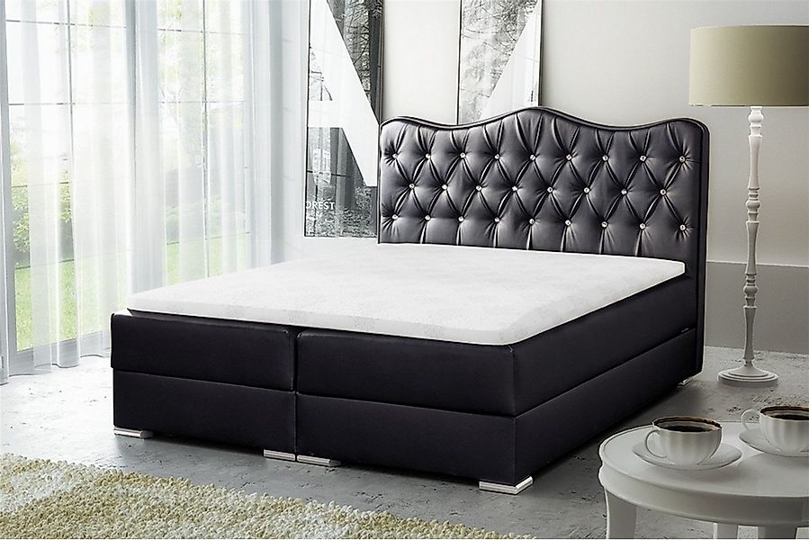 Fun Möbel Boxbett Schlafzimmerbett SULTAN in Kunstleder "Madryt" Schwarz (i günstig online kaufen