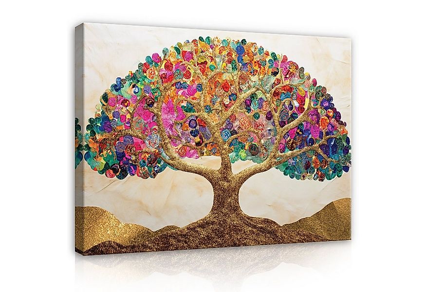 Wallarena Leinwandbild Abstrakt Baum Beige Bunt Vintage Wandbild Groß Bilde günstig online kaufen