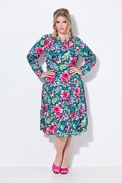 MIAMODA Jerseykleid Midikleid Blumenmuster doppelter Saumvolant günstig online kaufen