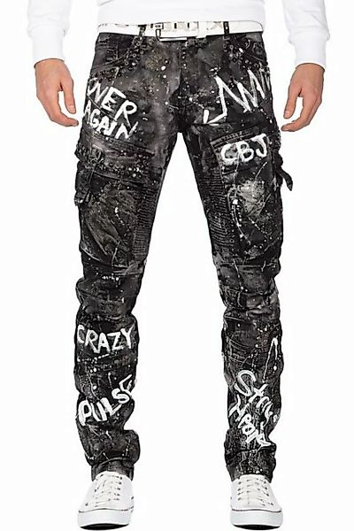 Cipo & Baxx Regular-fit-Jeans Biker Hose BA-CD572 Schwarz mit Glitzereffekt günstig online kaufen